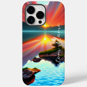 Funda Para iPhone 14 Pro Max De Case-Mate Isla tropical atardecer sobre océano transparente