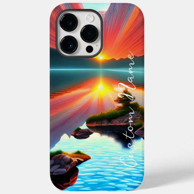 Funda De Case-Mate Para iPhone Isla tropical atardecer sobre océano transparente (Reverso )