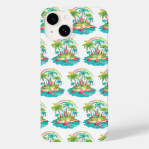 Funda Para iPhone 14 De Case-Mate Isla tropical con palmeras y arcoiris