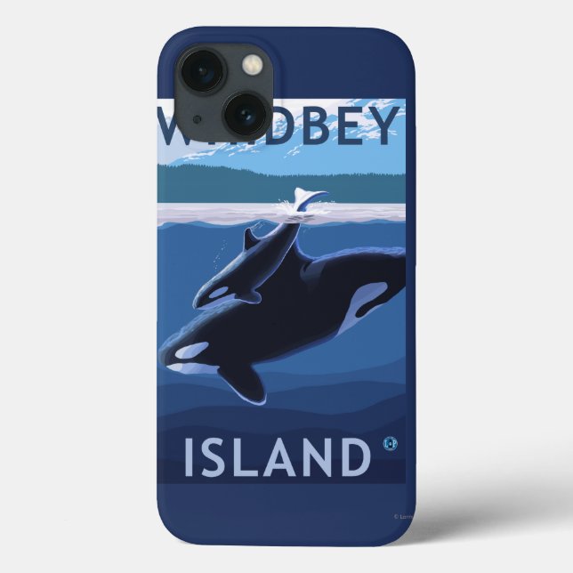 Funda De Case-Mate Para iPhone Isla, WashingtonOrca y becerro de Whidbey (Reverso)