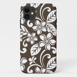 FUNDA PARA iPhone 11 ISLAND PLUMERIA (CAFÉ MARRÓN)