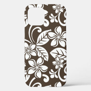 FUNDA PARA iPhone 12 ISLAND PLUMERIA (CAFÉ MARRÓN)
