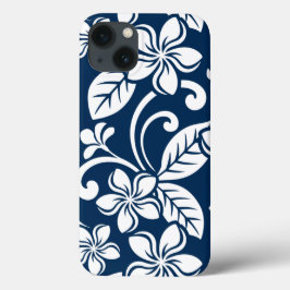 FUNDA PARA iPhone 13 ISLAND PLUMERIA (NAVY BLUE)
