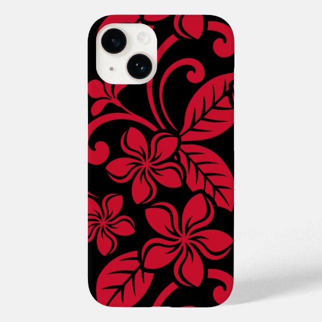 FUNDA DE Case-Mate PARA iPhone ISLAND PLUMERIA (NEGRO/ROJO) (Reverso )