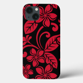 FUNDA PARA iPhone 13 ISLAND PLUMERIA (NEGRO/ROJO)