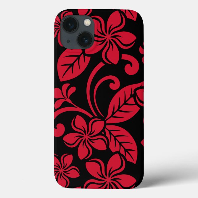 FUNDA DE Case-Mate PARA iPhone ISLAND PLUMERIA (NEGRO/ROJO) (Reverso)