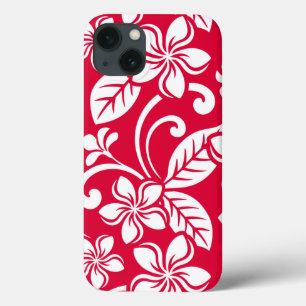 FUNDA PARA iPhone 13 ISLAND PLUMERIA (STRAWBERRY RED)