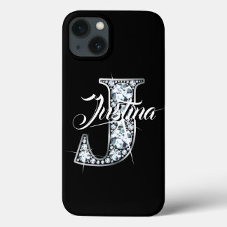Funda Para iPhone 13 J Faux Diamond Bling Monogram