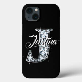Funda Para iPhone 13 J Faux Diamond Bling Monogram