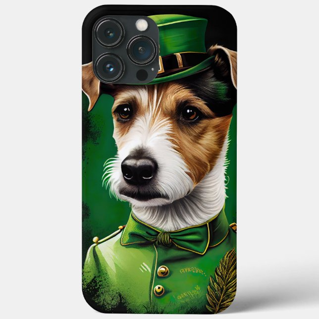 Funda De Case-Mate Para iPhone Jack Russell Dog con vestido de San Patricio (Reverso )