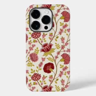 Funda Para iPhone 14 Pro De Case-Mate Jacobo Floral Big Pattern Reds Rosa Crema de oro