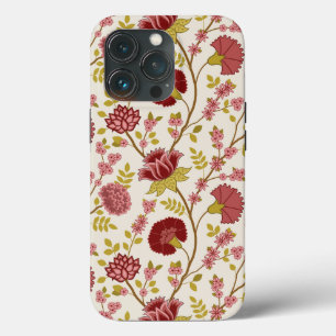 Funda Para iPhone 13 Pro Jacobo Floral Big Pattern Reds Rosa Crema de oro