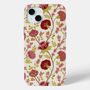 Funda Para iPhone 15 Mini Jacobo Floral Big Pattern Reds Rosa Crema de oro