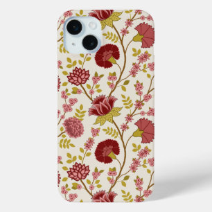 Funda Para iPhone 15 Mini Jacobo Floral Big Pattern Reds Rosa Crema de oro