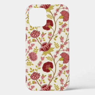 Funda Para iPhone 12 Jacobo Floral Big Pattern Reds Rosa Crema de oro