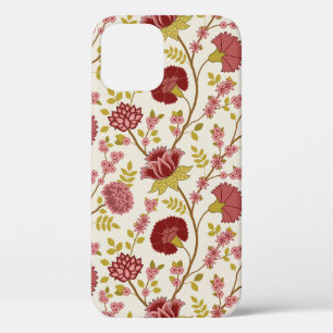 Funda Para iPhone 12 Jacobo Floral Big Pattern Reds Rosa Crema de oro