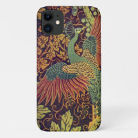 Jacquard victoriano con flores de pavo real