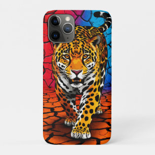 Funda Para iPhone 11 Pro 🐾 Jaguar Salvaje en Tierra Seca Naturaleza Dramát