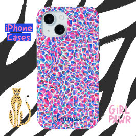 Funda Para iPhone 15 Jameela Cheetah Leopardo impresión animal azul ros