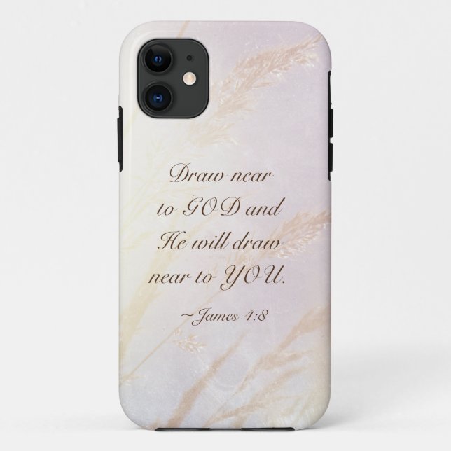 Funda De Case-Mate Para iPhone James 4:8 Acercarse al Verso de la Biblia de Dios (Reverso)