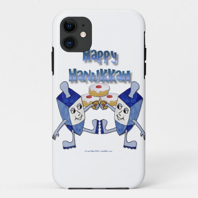 Funda De Case-Mate Para iPhone Janucá Dreidels Bailarines y Rosquillas de Gelatin (Reverso)
