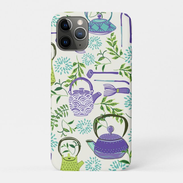 Funda De Case-Mate Para iPhone Japanese Green Teapot Design (Reverso)