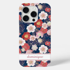 Funda Para iPhone 15 Pro Japanese Pink Floral Pattern Monogrammed