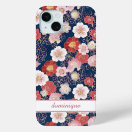 Funda Para iPhone 15 Mini Japanese Pink Floral Pattern Monogrammed