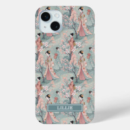 Funda Para iPhone 15 Mini Japanese Sakura Geisha Pattern Monogrammed