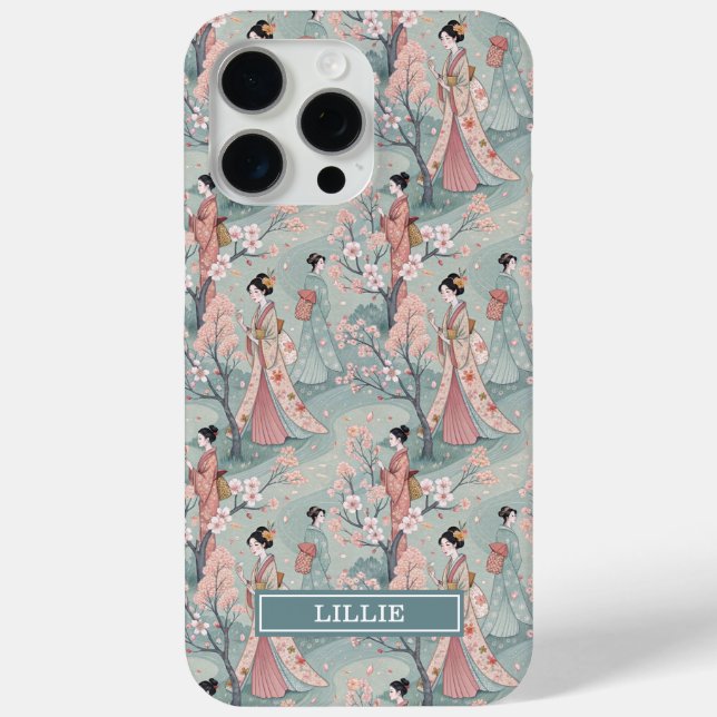 Funda De Case-Mate Para iPhone Japanese Sakura Geisha Pattern Monogrammed Case- (Reverso )