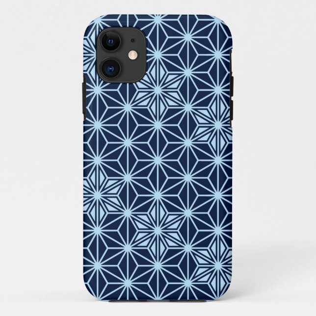 Funda De Case-Mate Para iPhone Japonés Asanoha o modelo de estrella, azul añil (Reverso)