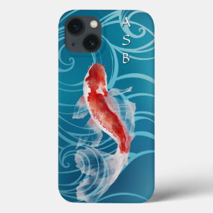 Funda Para iPhone 13 Japonés Koi Fish Oriental Blue Waves Japón