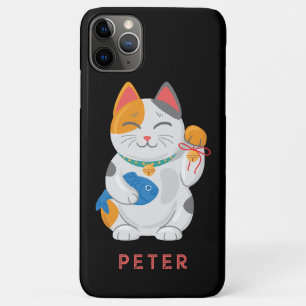 Funda Para iPhone 11 Pro Max Japonés Maneki Neko Gato Blanco, símbolo de buena