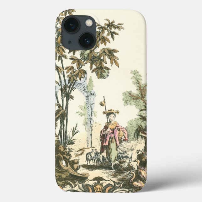 Funda De Case-Mate Para iPhone Jardín asiático con mujeres y animales (Reverso)
