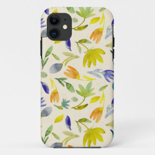 Funda Para iPhone 11 Jardín Botánico Floral de Acuarela Rústica