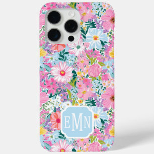 Funda Para iPhone 15 Pro Max Jardín Colorido Moderno con Monograma