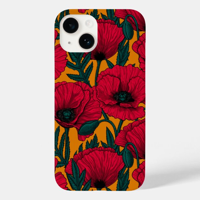 Funda De Case-Mate Para iPhone Jardín de amapola roja (Reverso )