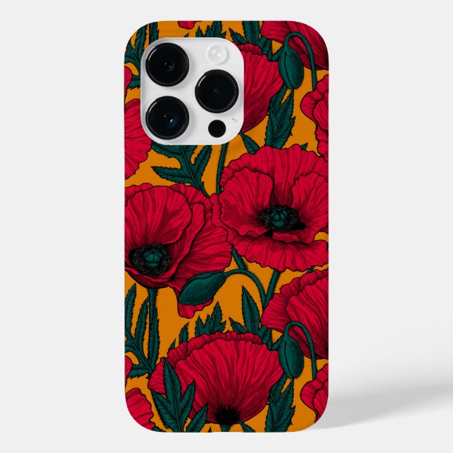 Funda De Case-Mate Para iPhone Jardín de amapola roja (Reverso )