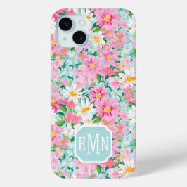 Funda Para iPhone 15 Mini Jardín de Flores Coloridas con Monograma