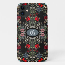 Funda Para iPhone 11 Jardín de flores de época monogramado