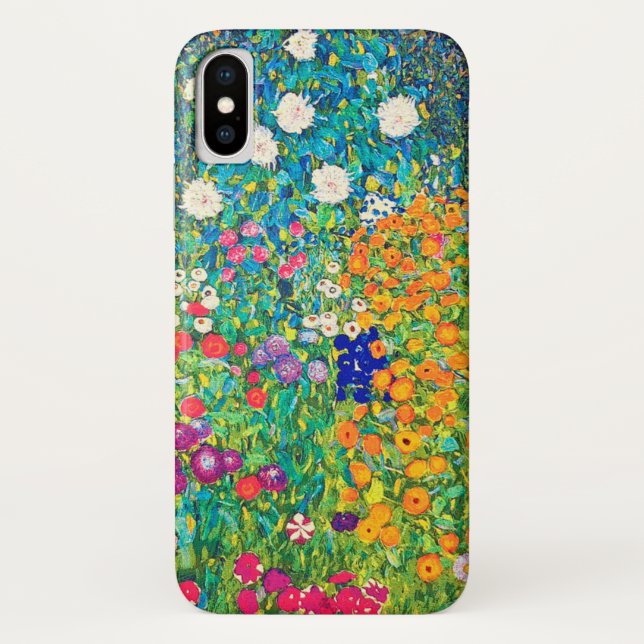 Funda De Case-Mate Para iPhone Jardín de flores, Gustav Klimt (Reverso)