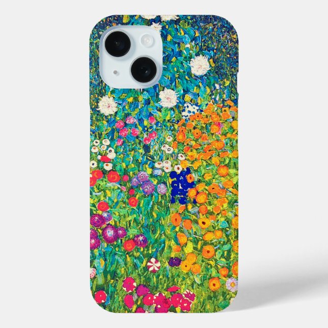Funda De Case-Mate Para iPhone Jardín de flores, Gustav Klimt (Reverso )