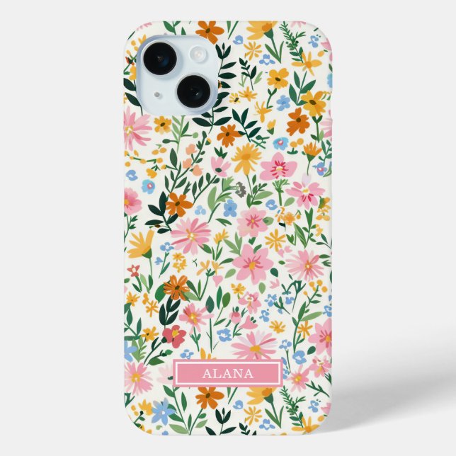 Funda De Case-Mate Para iPhone Jardín De Flores Monogramado (Reverso )