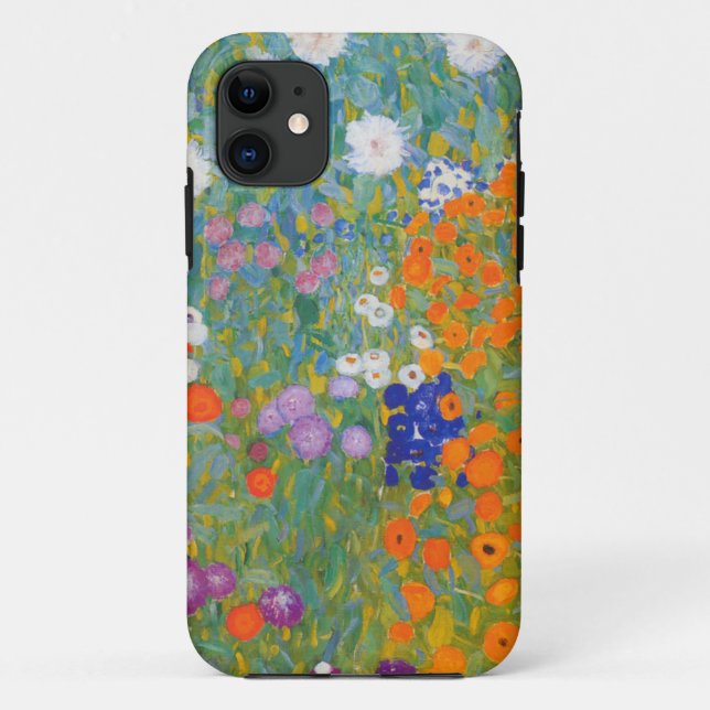 Funda De Case-Mate Para iPhone Jardín de flores por Gustav Klimt (Reverso)