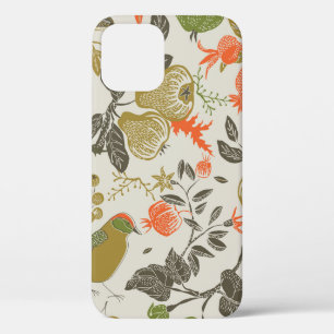 Funda Para iPhone 12 jardín de frutas con pájaro. patrón transparente