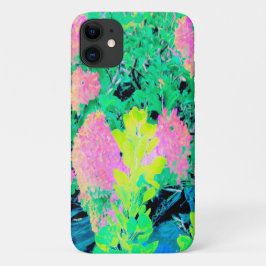 Funda Para iPhone 11 Jardín de hidrangea rosada con oliva amarilla
