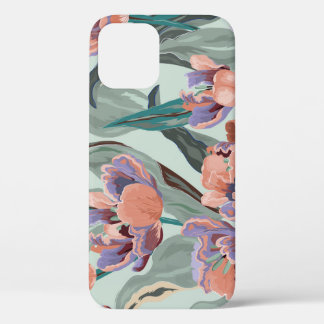 Funda Para iPhone 12 Jardín de los Tulipanes: Flores grandes vintage