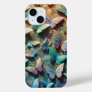 Funda Para iPhone 15 Jardín de Mariposas Iridescentes