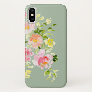 Funda Para iPhone X Jardín de peones florales de acuarela