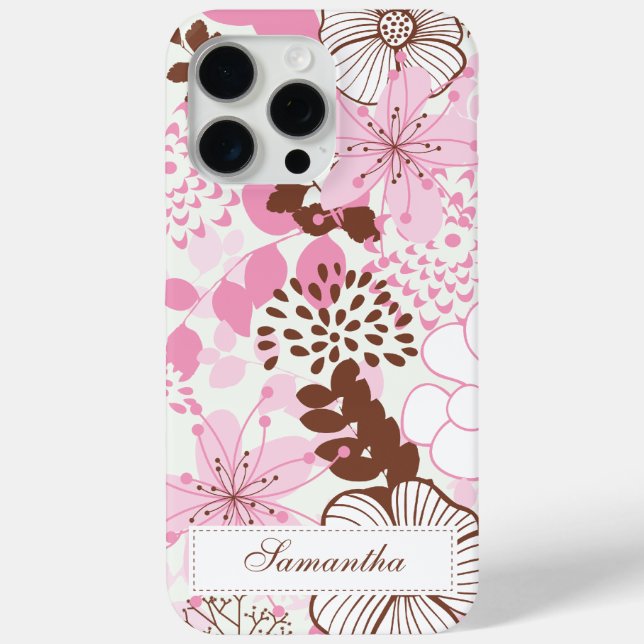 Funda De Case-Mate Para iPhone Jardín de primavera marrón y rosa (Reverso )